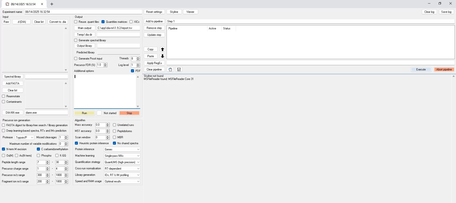 A general interface of DIA-NN software
